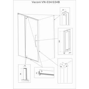 Душевой уголок Veconi Rovigo RV-034 100х80 прозрачный, хром (RV034-10080-01-C7)