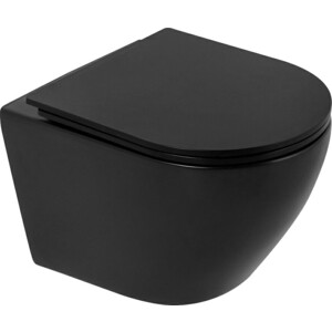 Унитаз подвесной безободковый Charus Black Estella Rimless с сиденьем микролифт, черный матовый (EWC700-121B) унитаз компакт безободковый hansman compact с сиденьем микролифт уни0004
