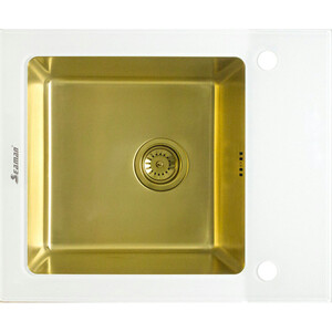 Кухонная мойка Seaman Eco Glass SMG-610W-Gold.B Gold White вытяжка настенная mbs camellia 190 glass white белая