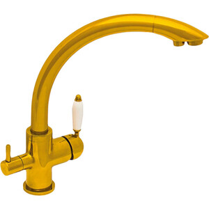 Смеситель для кухни Seaman Barcelone с подключением фильтра, золото полированое (SSL-5382-SP) смеситель для ванны belbagno uno напольный золото uno fmt oro
