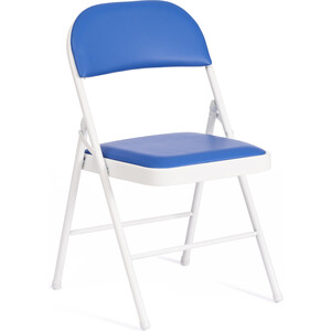 Стул складной TetChair Folder (mod 3022G) каркас: металл, сиденье/спинка: экокожа, 46,5x47,5x79 см blue (синий) / white (белый) кресло tetchair star mod cy 1919 вельвет металл серый hlr 24