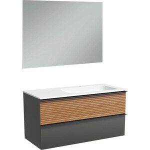 Мебель для ванной Sancos Delta 100х45 правая, дуб красный/графит петля врезная для деревянных дверей apecs 100х70х3 мм правая b steel grf r 23237 с подшипником графит