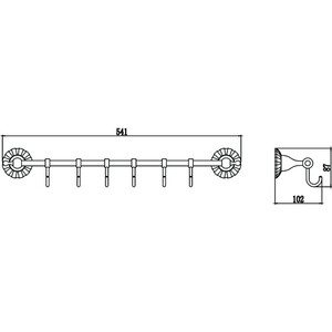 Планка Savol серия 89с 6 крючков, бронза (S-08976C)