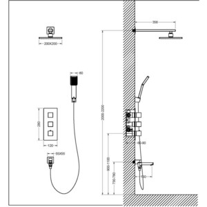 Душевая система Timo Tetra-thermo с термостатом, хром (SX-0199/00SM)