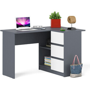 Стол компьютерный СВК Мори МС-16 правый, цвет графит/белый (1025937) стол придиванный мебелик агами графит