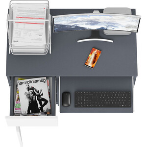 Стол компьютерный СВК Мори МС-1 левый, цвет графит/белый (1025955)