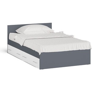Кровать с ящиками СВК Мори 120, цвет графит/белый (1026910) детская моби эйп 11 40 кровать 13 14 стеллаж белый дуб белый 800х1600 мм