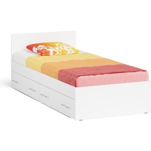 Кровать с ящиками СВК Мори 090, цвет белый (1026893) кронштейн мебельный белый 80x120x40x4