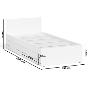 Кровать с ящиками СВК Мори 090, цвет белый (1026893)