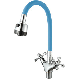 Смеситель для кухни D-Lin с гибким изливом, хром/синий (D153810-6T) ручка держатель electraline для шнуров синий