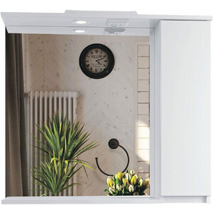Зеркало-шкаф Sanstar Квадро 80х70 с подсветкой, белый (128.1-2.4.1.) зеркало шкаф emmy стоун 80х70 левый серый бетон stn80mir l