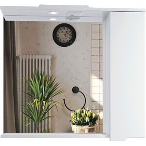 Зеркало-шкаф Sanstar Лайн 80х75 с подсветкой, белый (144.1-2.5.1.) зеркальный шкаф 65x74 см лайн corozo лорена sd 00000295