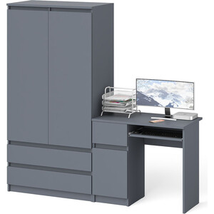 Комплект СВК Мори Стол компьютерный МС-1 левый + Шкаф МШ900.1, цвет графит комплект свк мори стол письменный мсп1200 1 шкаф мш900 1 антресоль ма900 1 графит