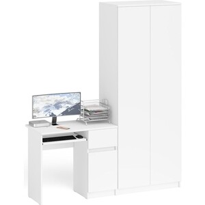 Комплект СВК Мори Стол компьютерный МС-1 правый + Шкаф МШ800.1, цвет белый надстройка для стола элиот 041 69 1300х340х1400 белый фасадный баунти песочный