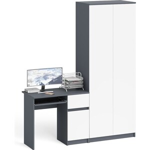 Комплект СВК Мори Стол компьютерный МС-1 правый + Шкаф МШ800.1, цвет графит/белый стол журнальный берли 900 × 500 × 460 мм дуб графит