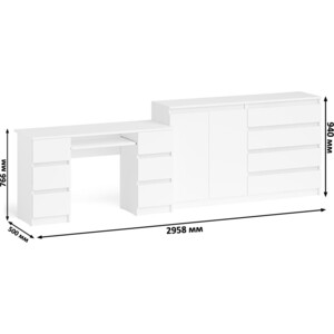 Комплект СВК Мори Стол компьютерный МС-2 + Комод МК1600.1, цвет белый