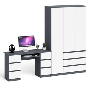 Комплект СВК Мори Стол компьютерный МС-2 + Шкаф МШ1200.1, цвет графит/белый комплект свк мори стол компьютерный мс 1 левый шкаф мш1200 1 дуб сонома