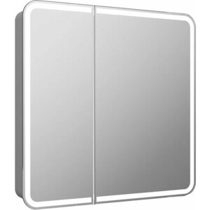 Зеркало-шкаф Reflection Circle 80х80 подсветка, датчик движения, белый (RF2110SR) зеркало 35х52 см прямоугольное белый мрамор с полочкой berossi нв 04604000