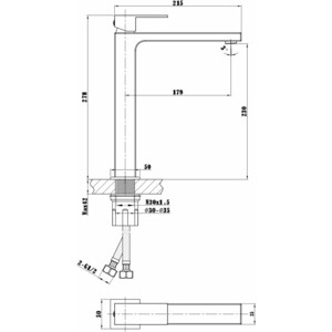 Смеситель для раковины Vincea Cube брашированное золото (VBF-1C02BG)