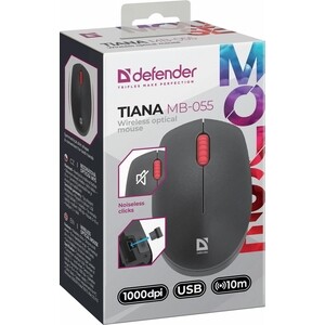 Мышь беспроводная Defender Tiana MB-055 black (USB, 3 кнопки, оптическая, 1000dpi) (52055)