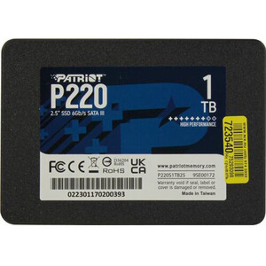 Накопитель PATRIOT SSD SATA III 1Tb P220S1TB25 P220 2.5'' (P220S1TB25) накопитель patriot ssd 512gb p210 2 5 sata iii p210s512g25