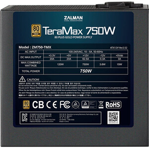 Блок питания Zalman 750W TeraMax (ATX12V v2.52, APFC, 80+ Gold, Full Modular, Retail) (ZM750-TMX)