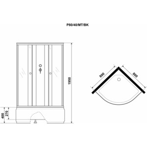 Душевая кабина Niagara Promo P80/40/MT/BK 80х80х195