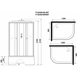 Душевая кабина Niagara Promo P120/80/40L/MT 120х80х215 левая