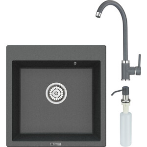 Кухонная мойка и смеситель Point Арбель 51 с дозатором, графит (PN3001GR, PN3101GR, PN3201GR) дозатор point pn3201gr графит