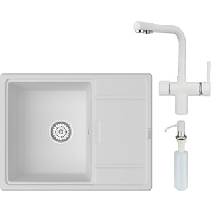Кухонная мойка и смеситель Point Стил 65 с дозатором, белая (PN3009W, PN3104W, PN3201W) калейдоскоп стил д