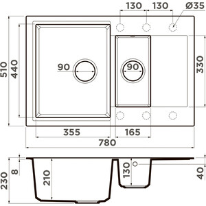 Кухонная мойка Omoikiri Daisen 78-2T-PL платина (4993533)