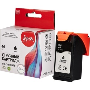 Картридж Sakura CZ637AE (№46 Black) для HP, черный, 33 мл., 1600 к.