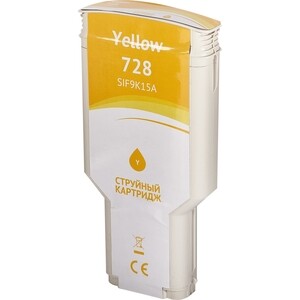 Картридж Sakura F9K15A (№728 Yellow) для HP, желтый, 300 мл.