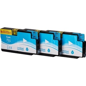 Набор картриджей Sakura CZ134A (№711 Cyan 3-pack) для HP, голубой, 26 мл. (3шт)