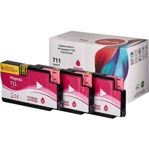 Набор картриджей Sakura CZ135A (№711 Magenta 3-pack) для HP, пурпурный, 26 мл. (3шт)