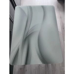 Стол обеденный поворотно раскладной фотопечать Катрин Симпл / бетон белый Текстура 029 / опора круглая Хром (KT19710)