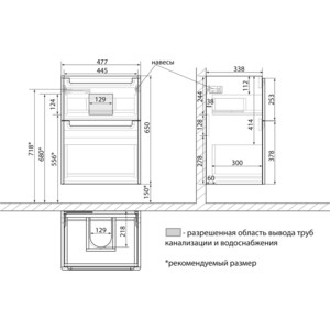 Тумба с раковиной Lemark Buno 50х35 белый глянец (LM04B50T, 551353)