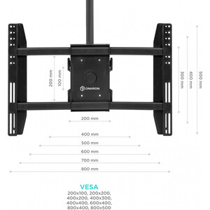 Кронштейн для телевизора Onkron N3L черный 40"-80" макс.50кг потолочный наклон