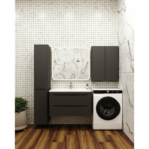 Мебель для ванной Style line Бергамо мини 90х35 напольная, антискрейтч черный