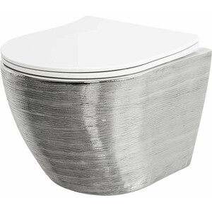 Унитаз подвесной безободковый Grossman с сиденьем микролифт, серебро/белый (GR-4455SWS) унитаз подвесной безободковый avimano emotion с сиденьем микролифт белый глянцевый 1000070