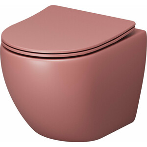 Унитаз подвесной безободковый Grossman Color с сиденьем микролифт, розовый матовый (GR-4455PIMS) унитаз компакт безободковый grossman color с сиденьем микролифт белый матовый gr 4480ms