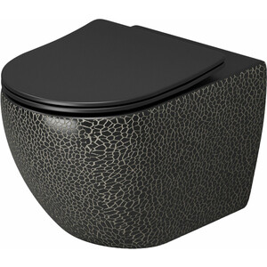 Унитаз подвесной безободковый Grossman Color с сиденьем микролифт, черный с текстурой крокодила (GR-4411BBLS) унитаз компакт безободковый hansman compact с сиденьем микролифт уни0004