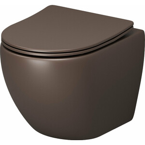 Унитаз подвесной безободковый Grossman Color с сиденьем микролифт, коричневый матовый (GR-4455BRMS) унитаз подвесной безободковый avimano vision с сиденьем микролифт серый матовый 1000043