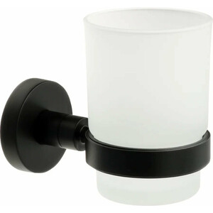 Стакан для ванной Fixsen Comfort Black черный матовый/стекло матовое (FX-86006) крючок fixsen comfort black матовый fx 86005