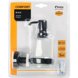 Дозатор для жидкого мыла Fixsen Comfort Black черный матовый/стекло матовое (FX-86012)