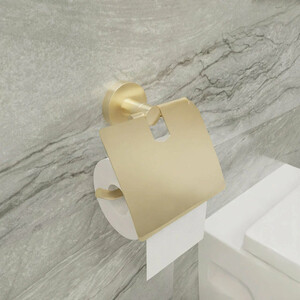 Держатель туалетной бумаги Fixsen Comfort Gold с крышкой, золото-сати (FX-87010)