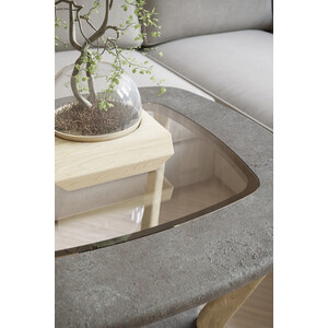 Стол журнальный Мебелик Мельбурн со стеклом серый бетон/дуб сонома (П0005041)