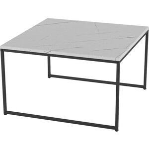 Стол журнальный Мебелик Овер белый мрамор/черный (П0004827)
