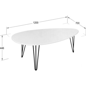 Стол журнальный Мебелик Шеффилд белый бетон/черный (П0002799)