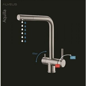 Смеситель для кухни Alveus Aquila с подключением фильтра, угольный (1139808)